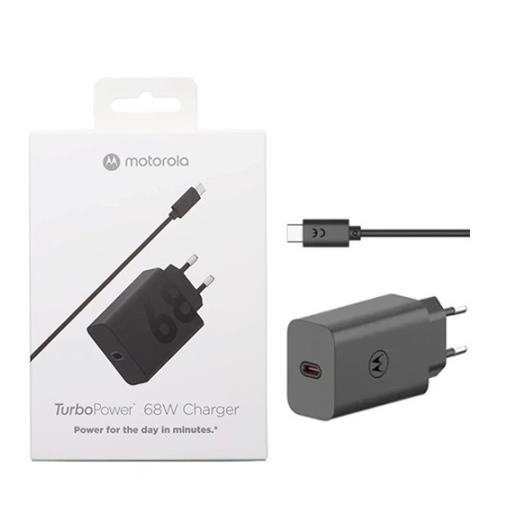 ŁADOWARKA MOTOROLA USB-C+ KABEL USB-C 68W BLACK -15619